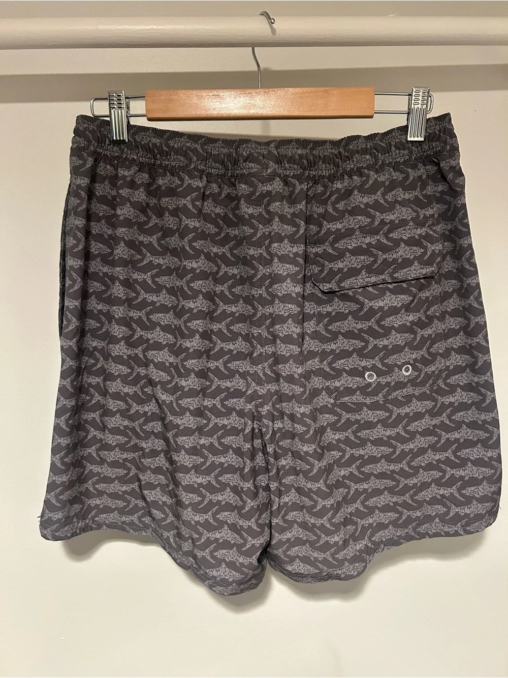 Vineyard Vines Gray & Black Shark-Print Swim Trunks